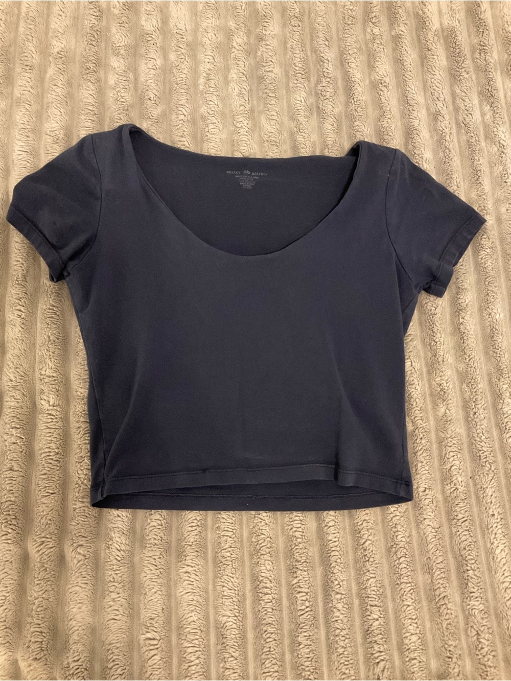 Brandy Melville Navy Scoop Neck Cropped Tee